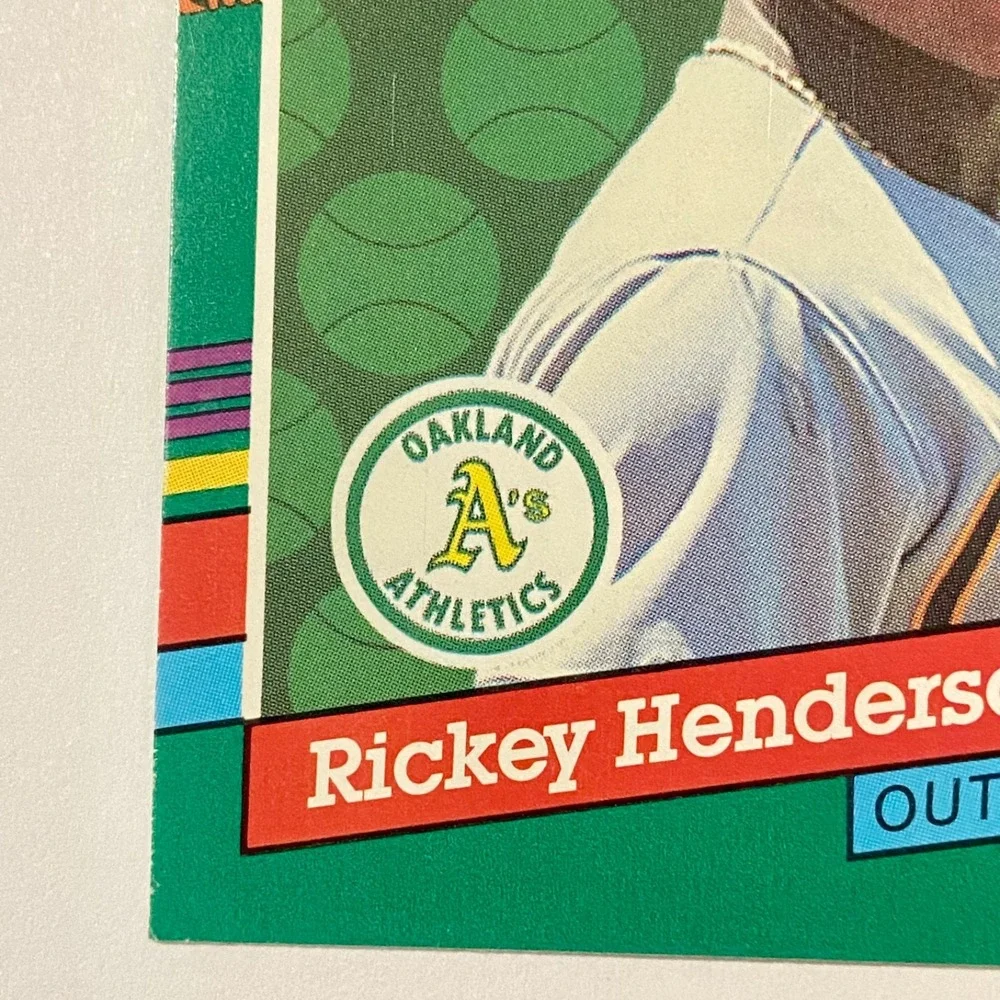 Vintage Donruss Leaf MVP 1990 Rickey Henderson Error ( INC no . ) MLB Card #387
